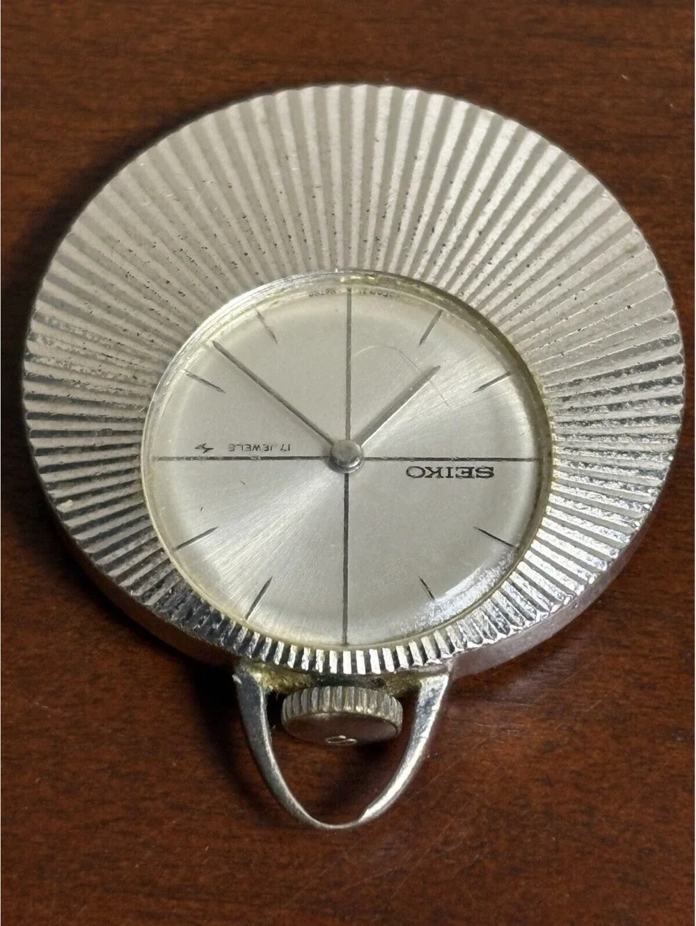 Seiko Vintage Silver Mechanical 21-7050 Pendant Watch - No Necklace Parts/Repair